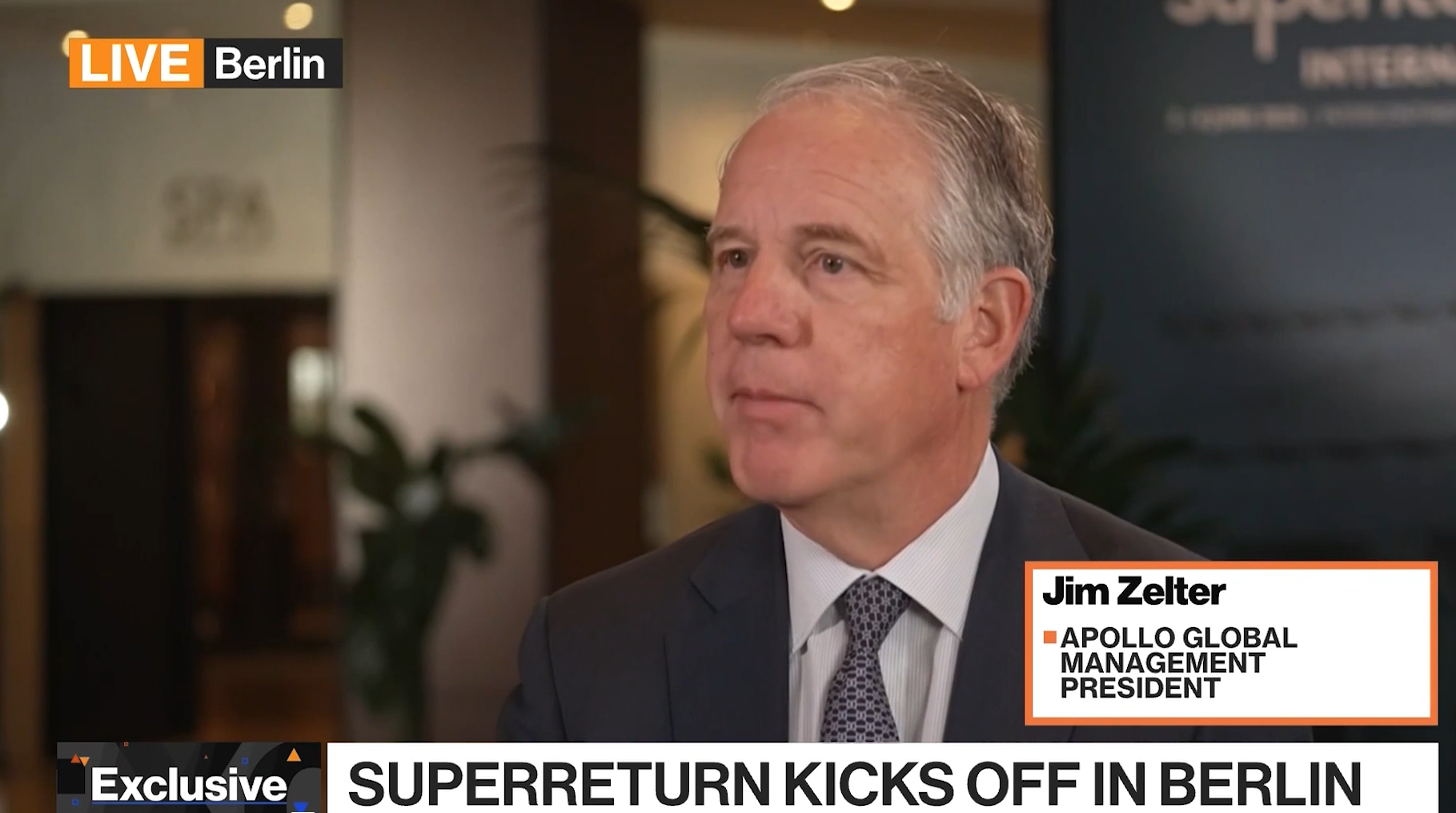 Jim Zelter, President of Apollo Global Management, speaking in a media interview at SuperReturn sitting opposite Kriti Gupta, discussing private credit and private markets in a one on one conversation.