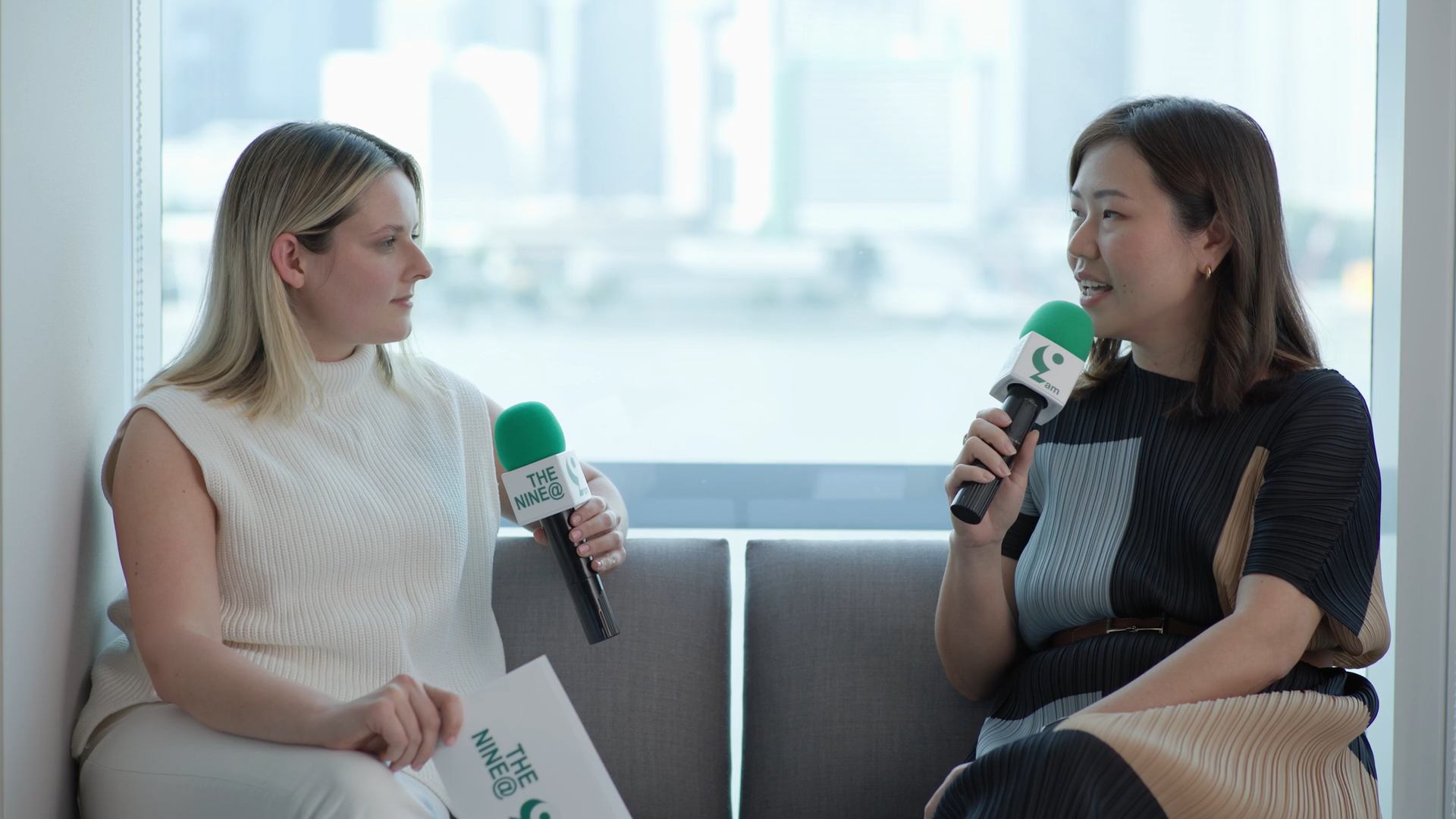 Poster for Apollo’s 9@9 episode featuring Ying Ying Chew, Managing Director of Human Capital for Asia Pacific seated on a bench in the Apollo Asia Pacific headquarters office, highlighting her role and presence in Singapore’s leadership landscape.